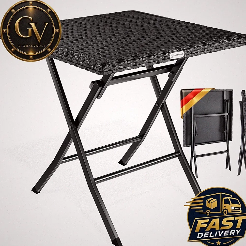 Klapptisch Balkon 65x65cm Polyrattan Campingtisch Gartentisch Faltbar Outdoor