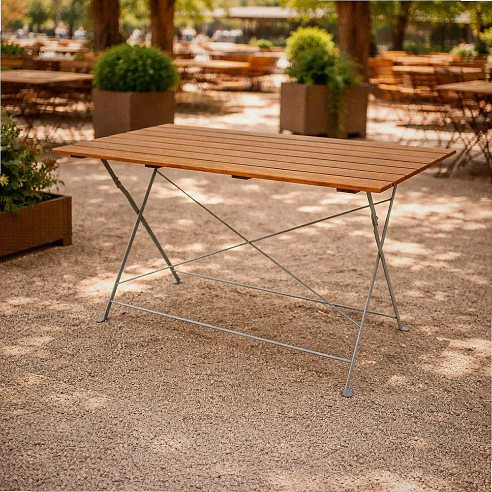 Klapptisch Biergarten Tisch Gartentisch Esstisch klappbar Akazie Stahl 120x60cm
