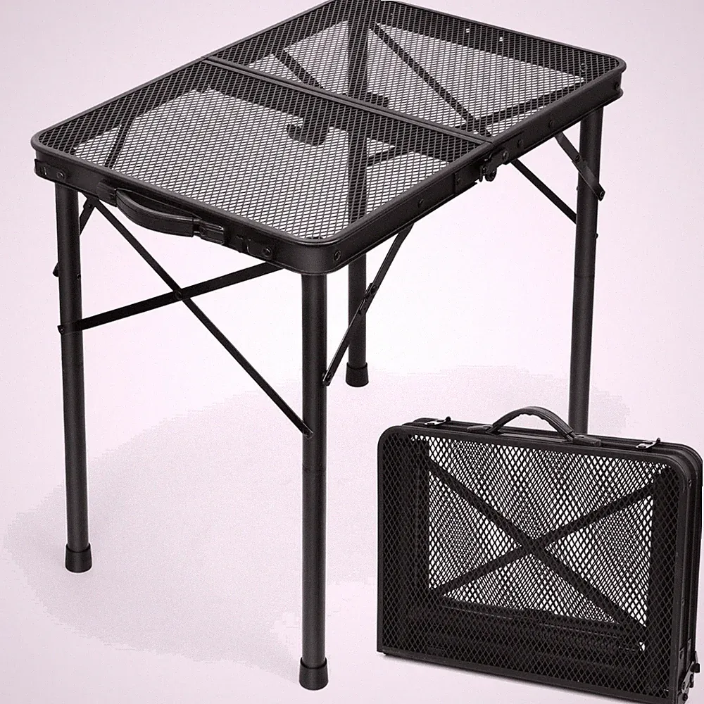 Klapptisch klappbar Tisch camping Garten Balkon Outdoor Metallgitter schwarz