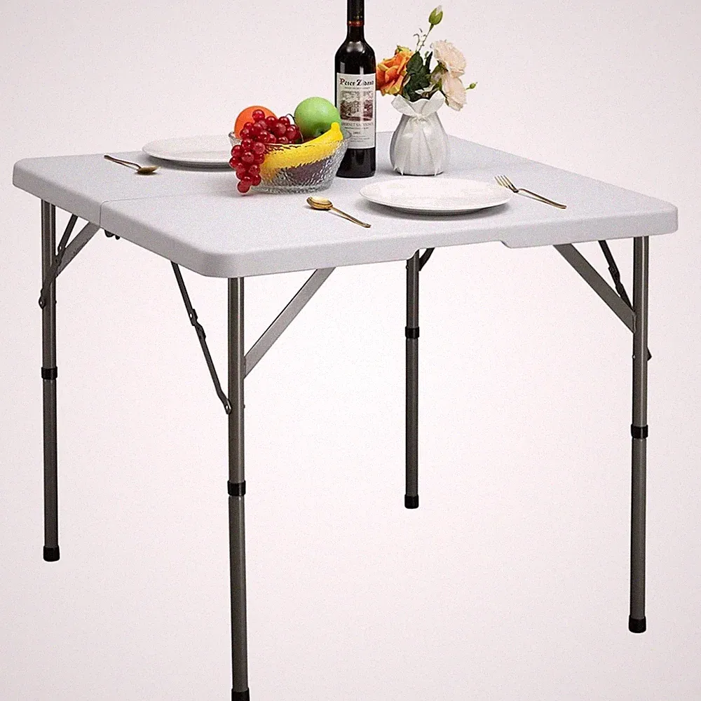 Klapptisch quadratisch 87cm Camping Gartentisch Weiss wetterfest