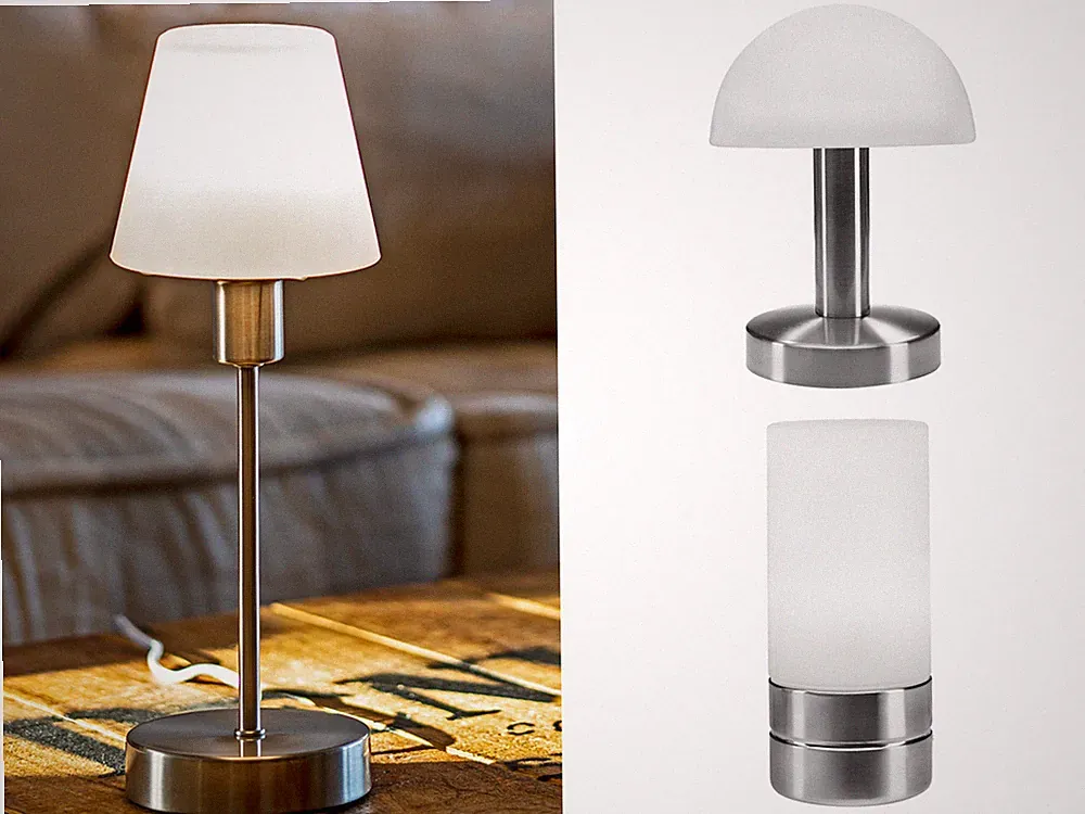 Kleine Nachttischlampen mit Glasschirm rund per Touch dimmbar Nachtischleuchten
