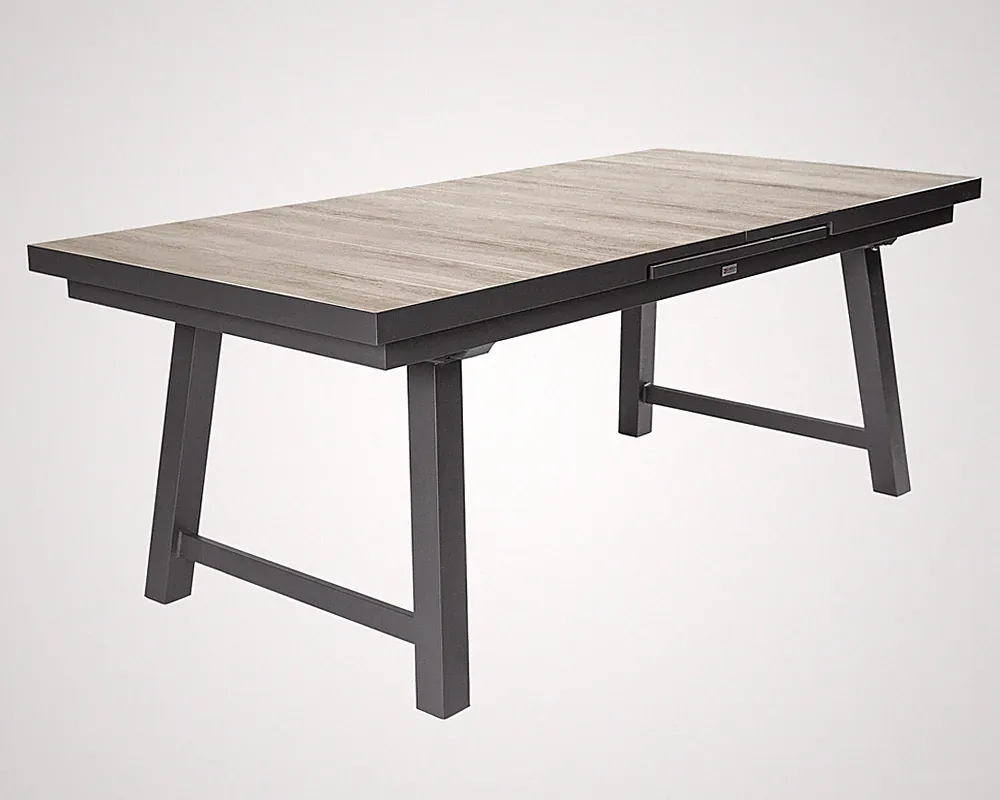 Komido Dining Ausziehtisch A-Fuß Braun 200/260x10x75cm Gartentisch