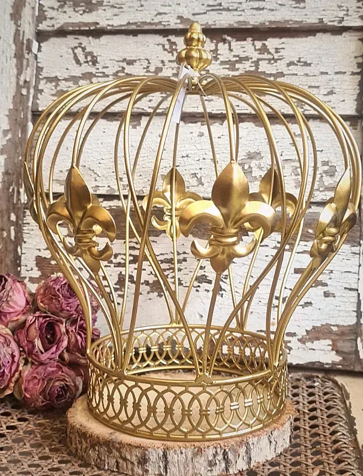 KRONE Metall gold franz- Lilie nostalgie Tischdeko Blumenkrone Shabby Gartendeko