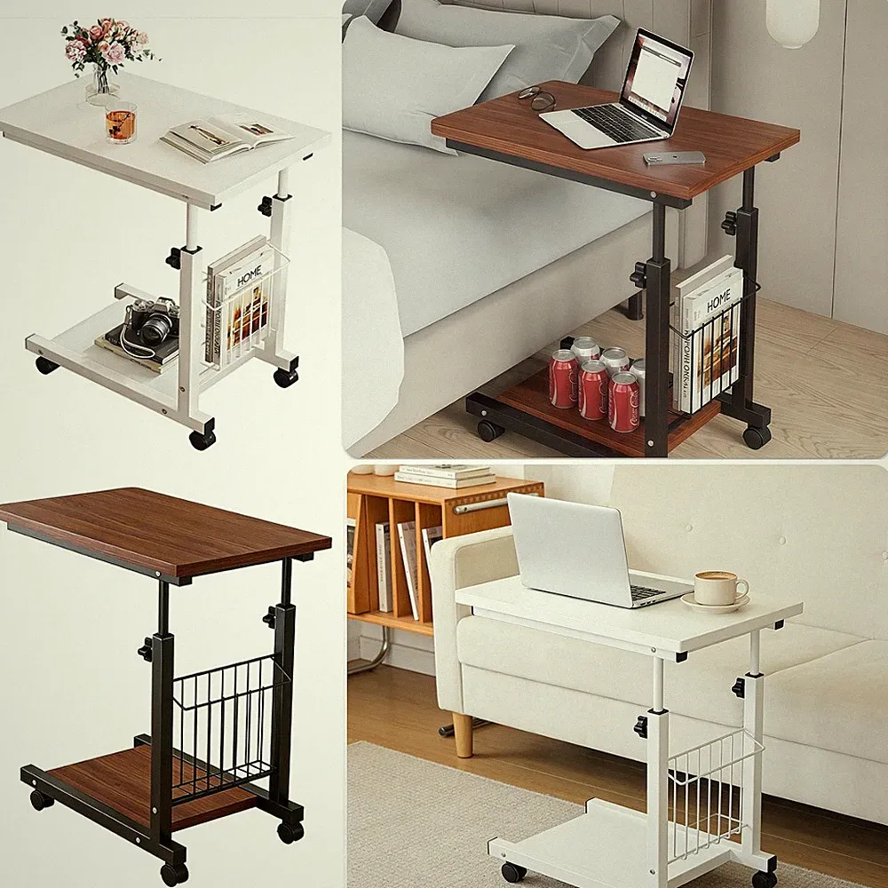 Laptoptisch HöHenverstellbar Kaffeetisch Bett Beistelltisch Sofatisch mit Rollen
