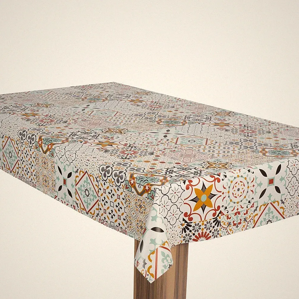 laro Wachstuch-Tischdecke Wachstischdecke Gartentischdecke Patchwork BuntMandala