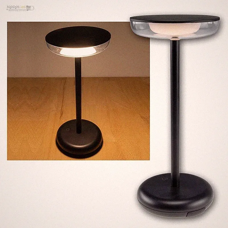 LED Akku Tisch-Leuchte mobil matt schwarz, Touch-dimmbar, IP44 für Innen & Außen