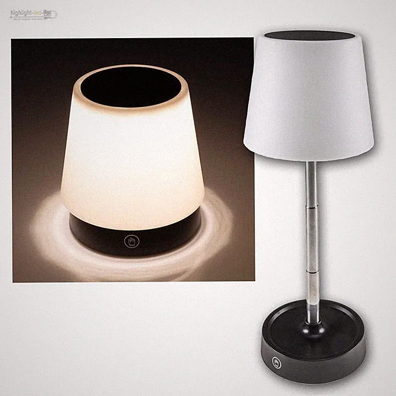 LED Akku Tisch-Leuchte mobil, Teleskop 11-29cm ausziehbar & Touch-dimmbar warmw