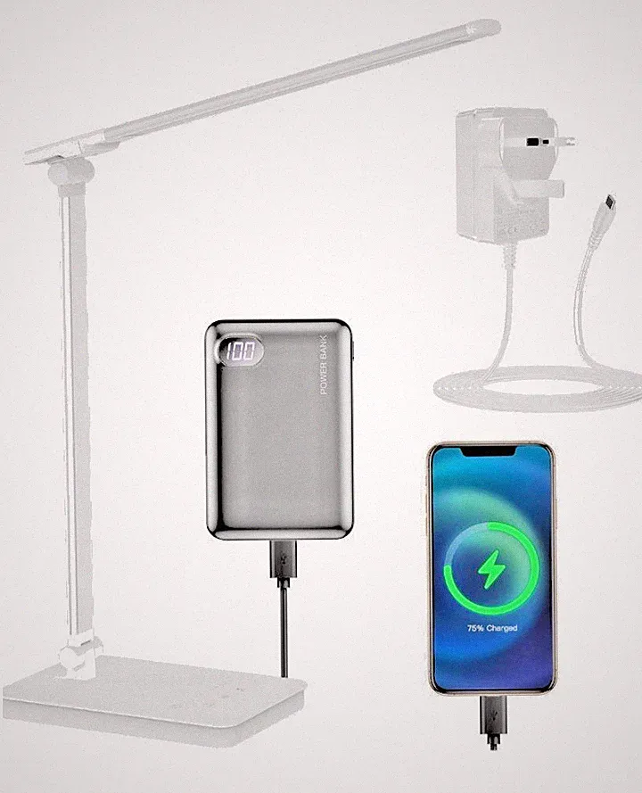 LED Lese Schreibtisch Lampe dimmbar USB Doppelkopf klappbar Tisch Nacht Licht weiß