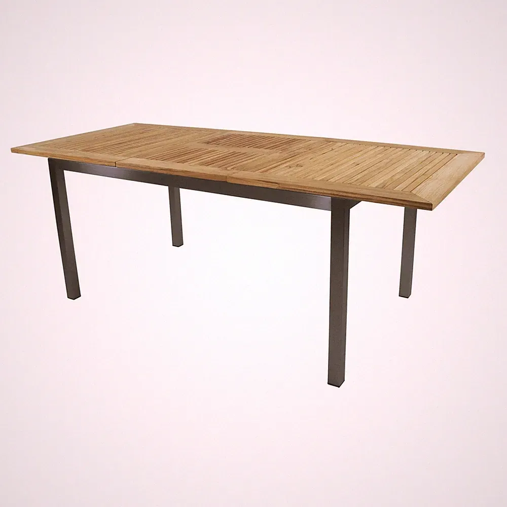 Lesli Living Ausziehtisch "Marmaris" Teak/Edelstahl 152-210x90cm Auszugstisch