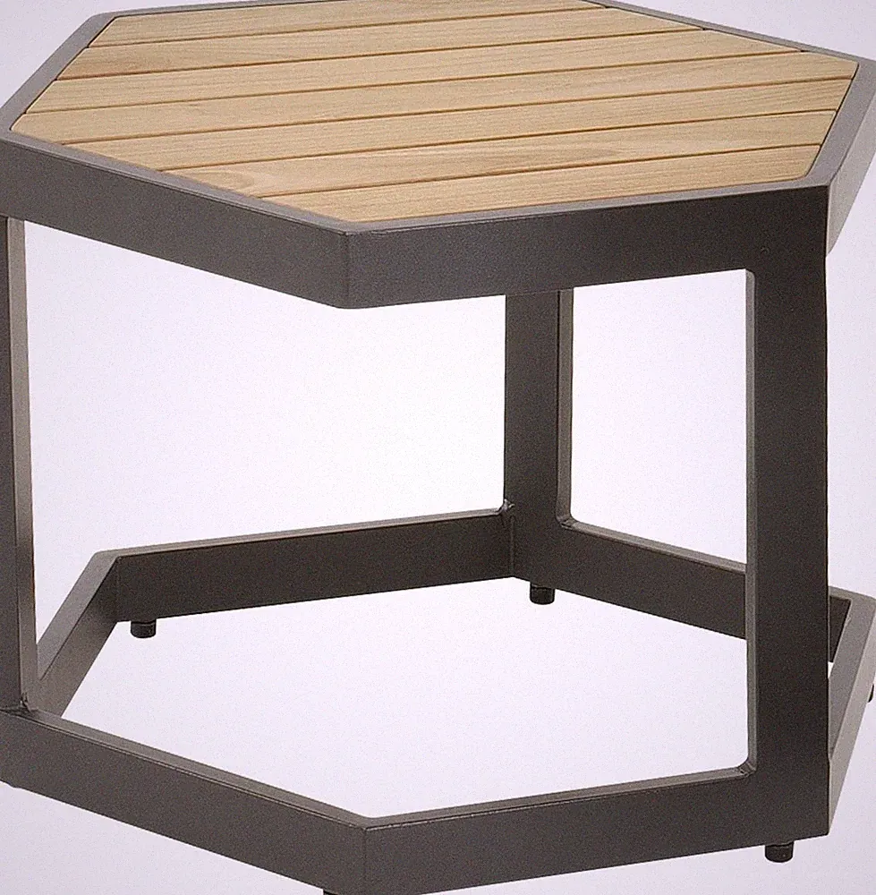 Lesli Living Beistelltisch Esagono Anthracite Teaktisch Ablagetisch Loungetisch