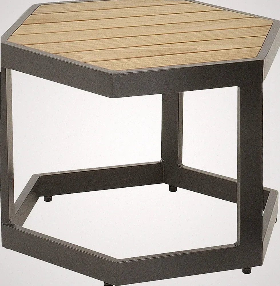 Lesli Living Beistelltisch Esagono Anthracite Teaktisch Ablagetisch Loungetisch