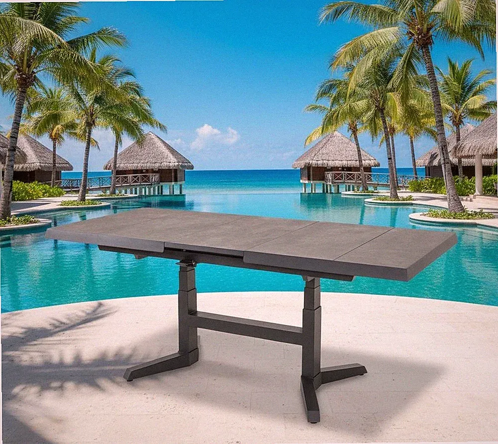 Lesli Living Hub-Ausziehtisch Murcia Negro Höhenverstellbar Ausziehbar Outdoor