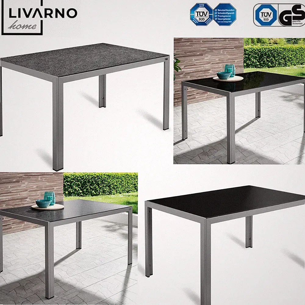 LIVARNO home Alu-Gartentisch Gartentisch Wetterfest bis 50kg Glasstisch NEU OVP