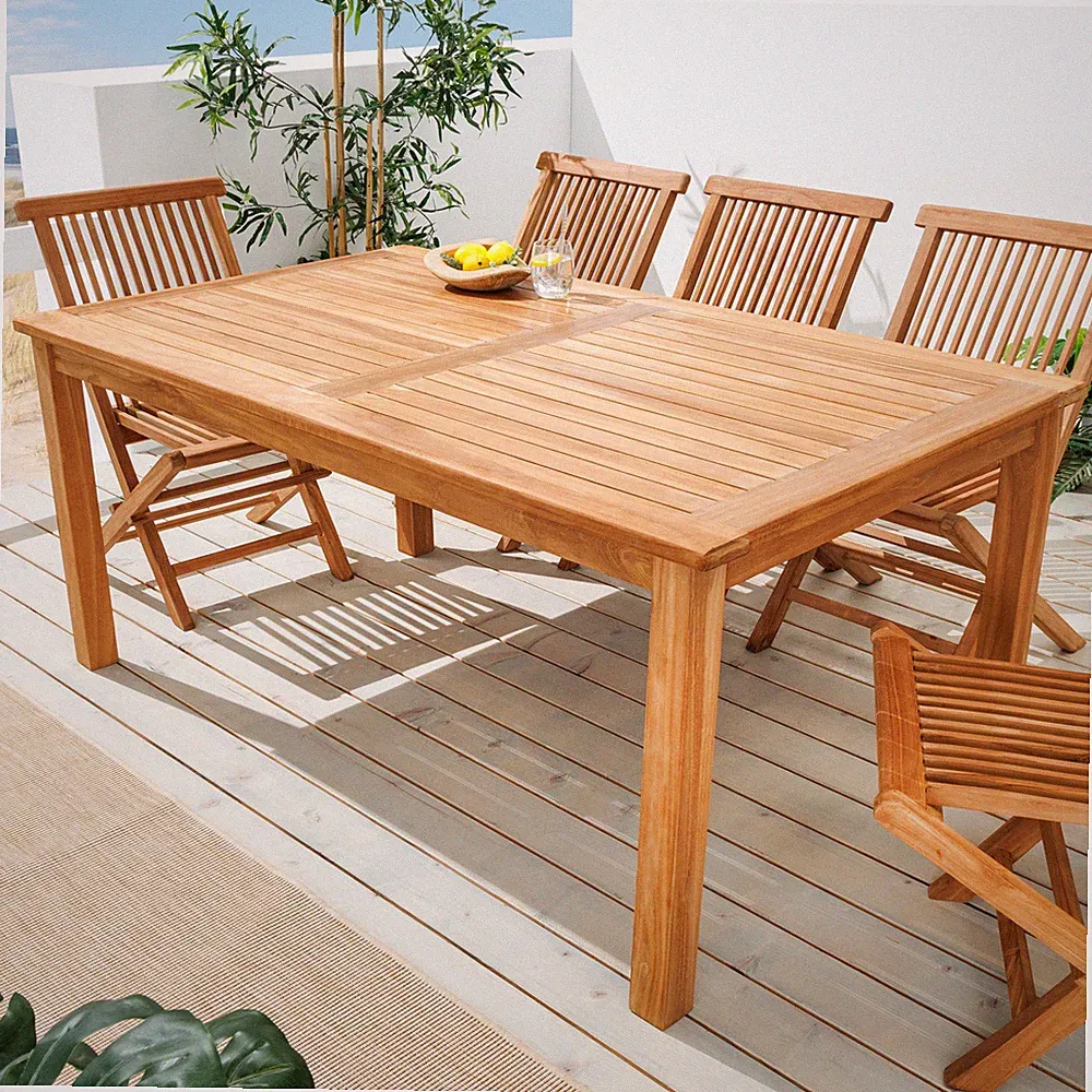 Massivholz Gartentisch EMPIRE TEAK - 150cm - natur - Teakholz - Outdoor Esstisch