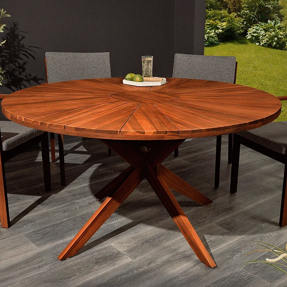 Massivholz Gartentisch KOPENHAGEN - 140cm - braun - Akazie - wetterfest rund