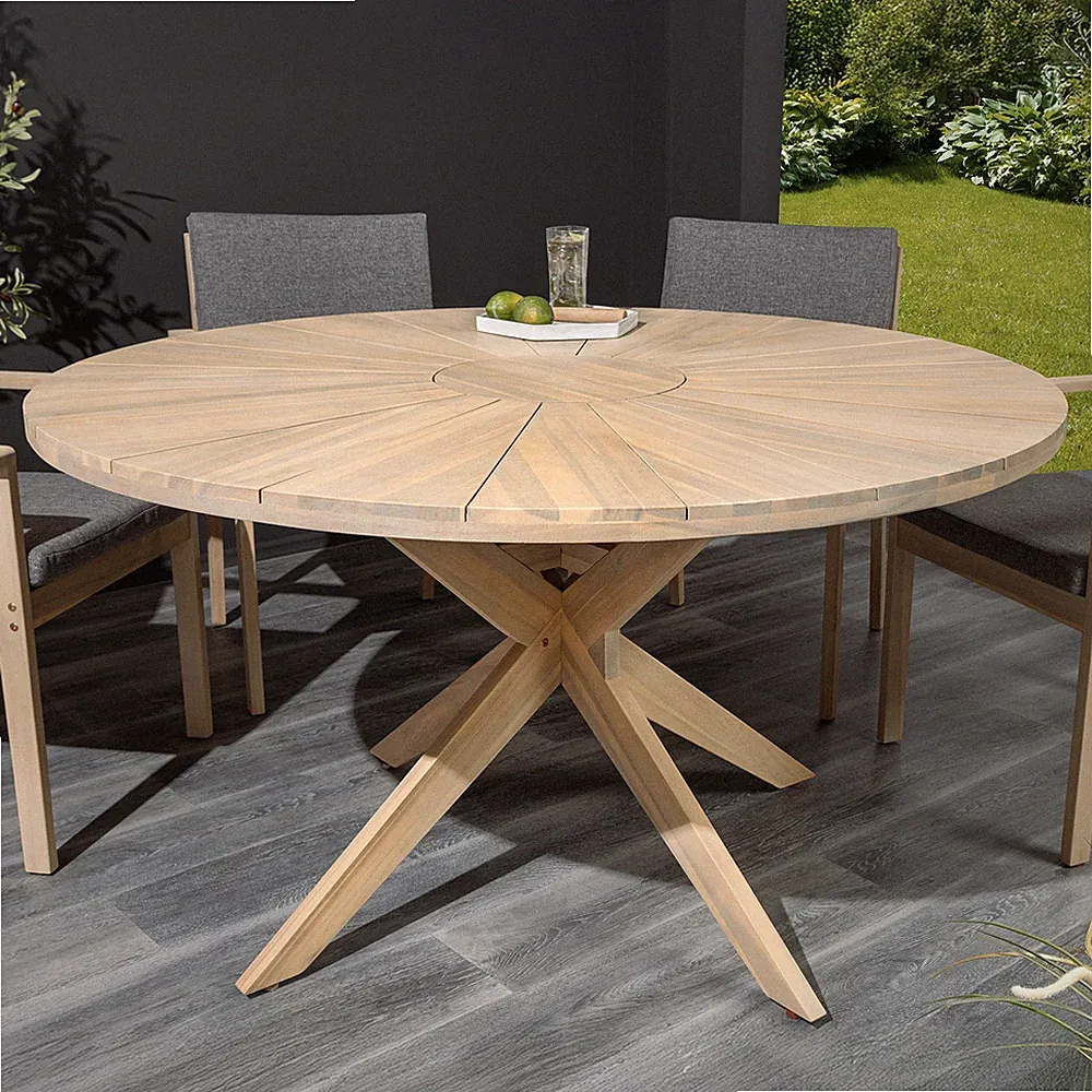 Massivholz Gartentisch KOPENHAGEN - 140cm - natur - Akazie - In- & Outdoor rund