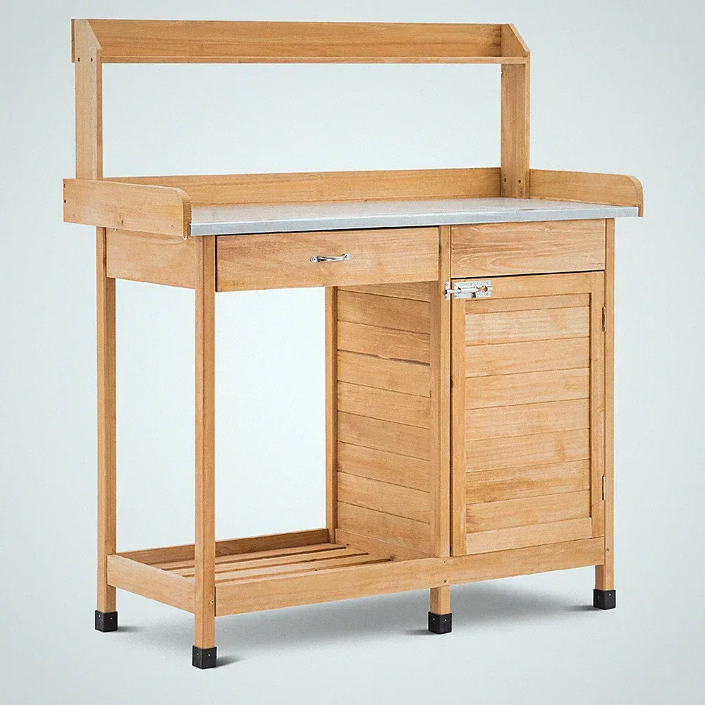 MCombo Pflanztisch Gärtnertisch Blumentisch mit verzinkter Arbeitsplatte 0440