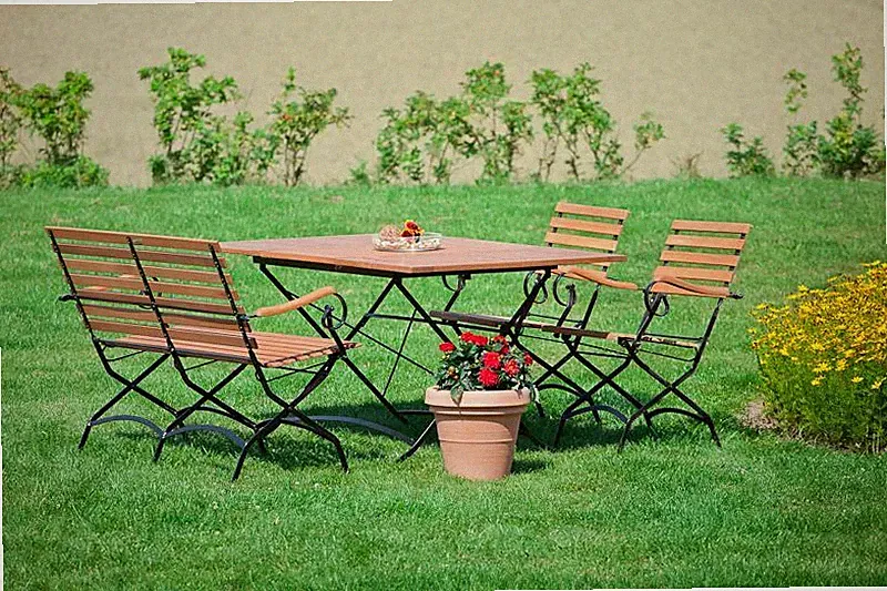 Merxx 4-teilig Schlossgarten Set 2 Klappsessel 1 Klappbank 1 Klappsausziehtisch