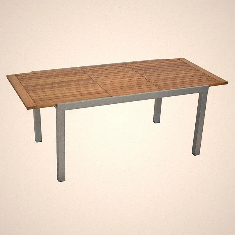 Merxx Ausziehtisch 150 (200) x 90 cm, Aluminium + Akazie