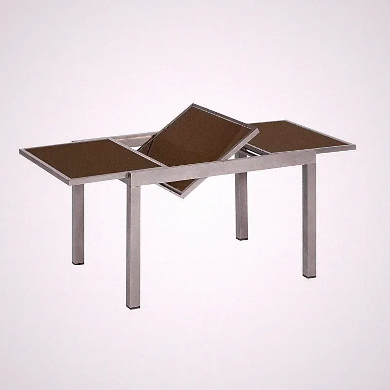 Merxx Ausziehtisch Gartentisch 120(180)x90cm braune Glasplatte Aluminium graphit