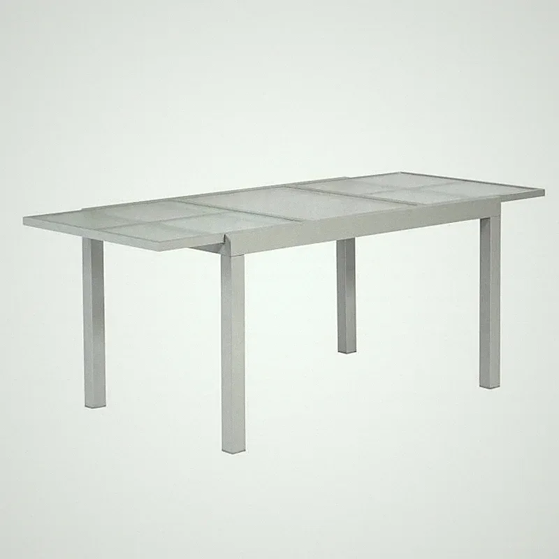 Merxx Ausziehtisch Gartentisch 120(180)x90cm matte Glasplatte Aluminium silber