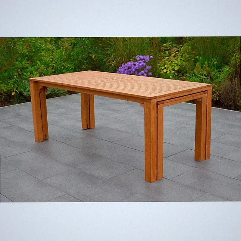 Merxx Flex Ausziehtisch Gartentisch 185/370x90x73cm FSC Eukalyptus natur