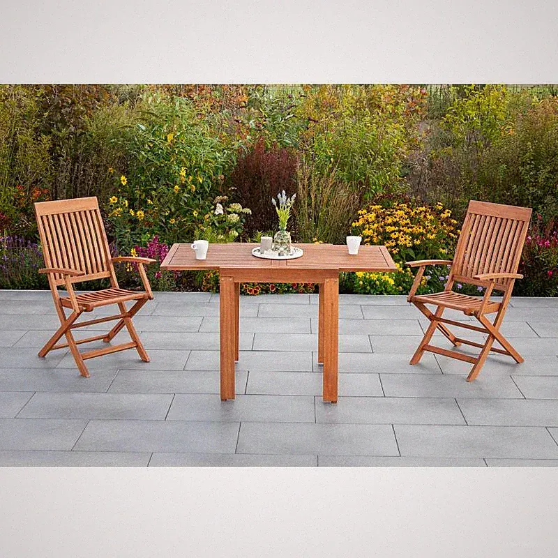 Merxx Gartenmöbel Comdoro Set 3tlg. 2 Klappsessel + 1 Balkonausziehtisch natur
