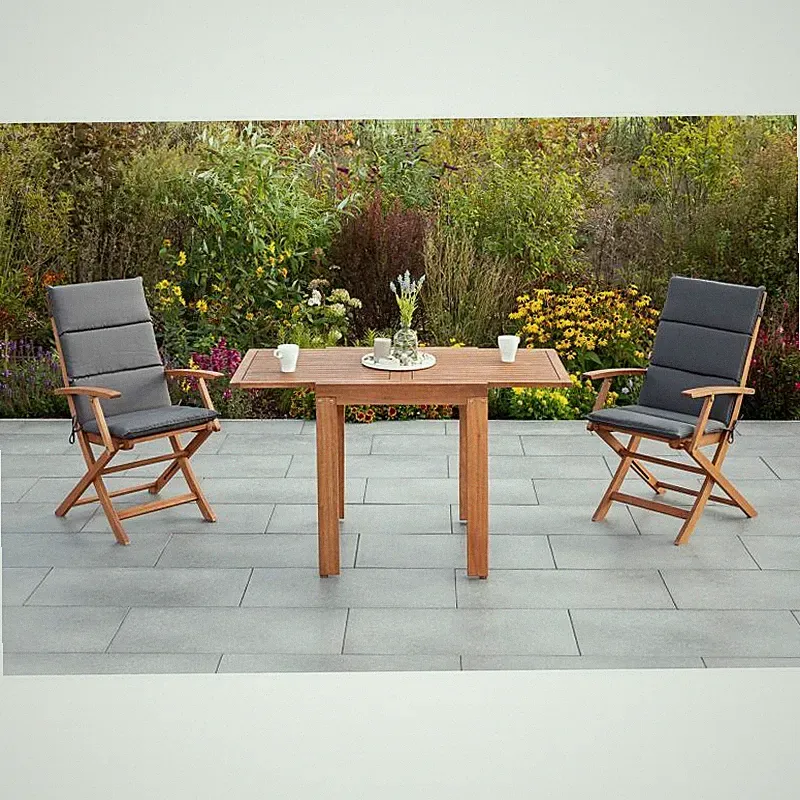Merxx Gartenmöbel Comdoro Set 5tlg. 2 Klappsessel + 1 Balkonausziehtisch natur