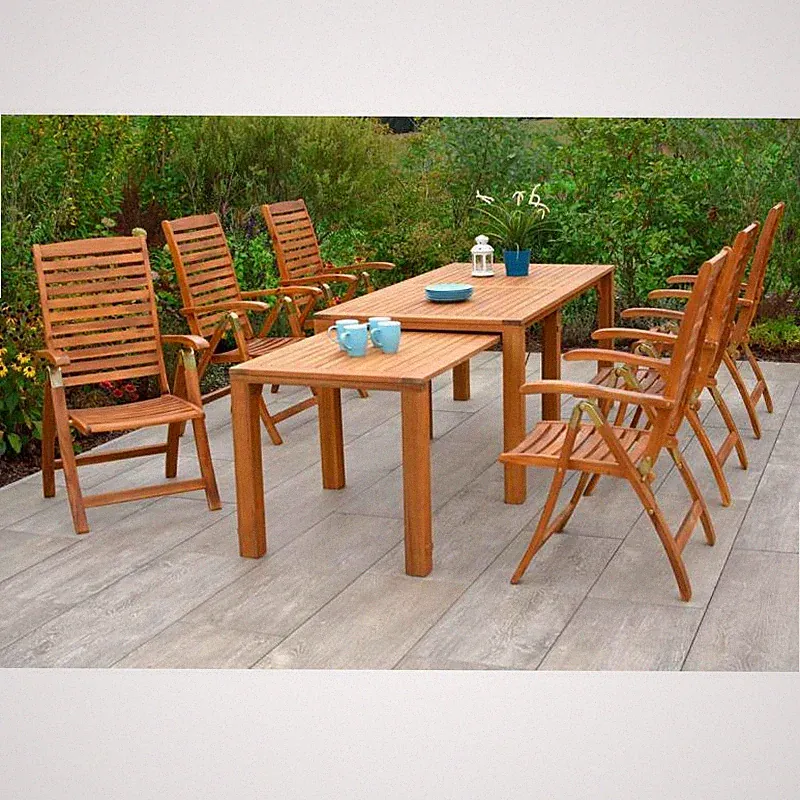 Merxx Gartenmöbel Paraiba Set 7tlg. 6 Klappsessel + 1 Flex Ausziehtisch