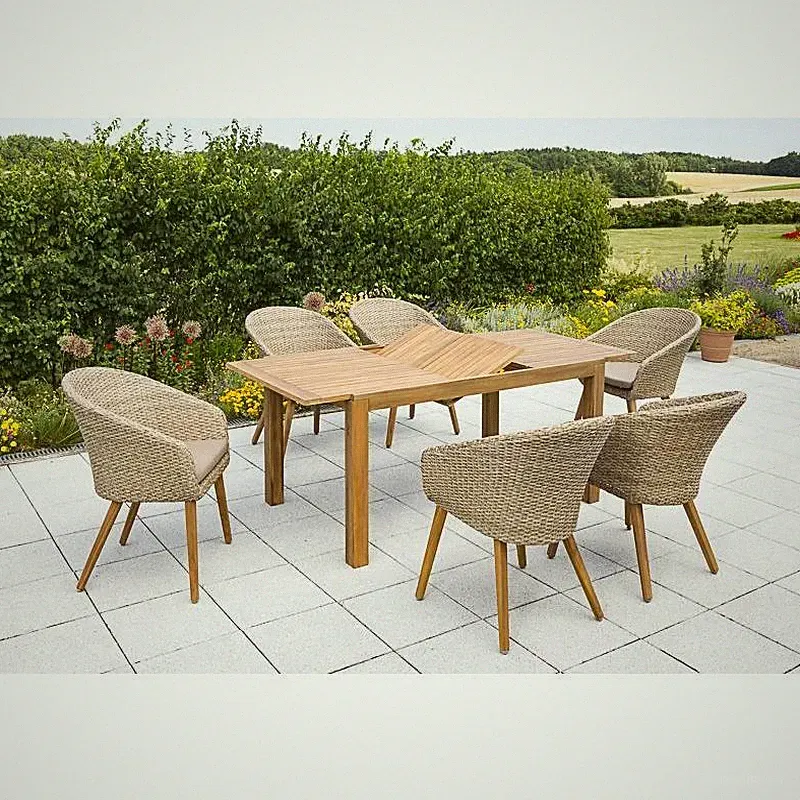 Merxx Gartenmöbel-Set 3 Arrone 13-teilig Tisch: 150(200) x 90 x 74 cm Alu, Natur