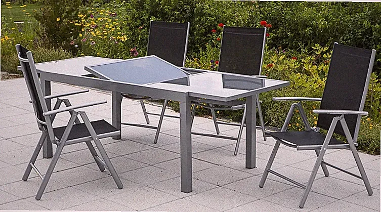 Merxx Gartenmöbel-Set Amalfi 5-teilig, Ausziehtisch 120 (180) x 90 cm