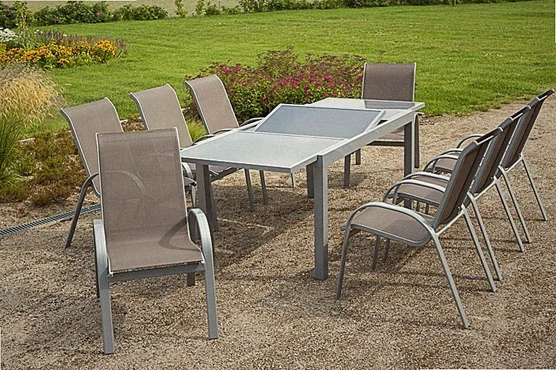 Merxx Gartenmöbel-Set Amalfi 9-teilig, Ausziehtisch 180 (240) x 100cm taupe