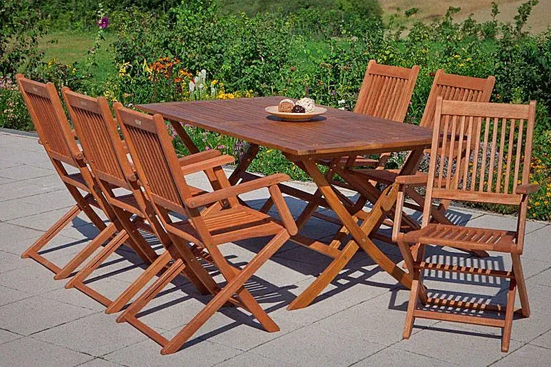 Merxx Gartenmöbel-Set Rio 7-teilig Tisch 110 (160) x 90 x 74 cm Eukalyptus braun