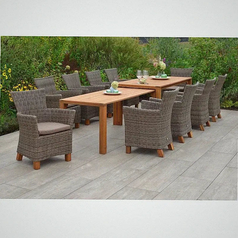 Merxx Gartenmöbel Toskana Set 11tlg. 10 Sessel + 1 Ausziehtisch Akazienholz