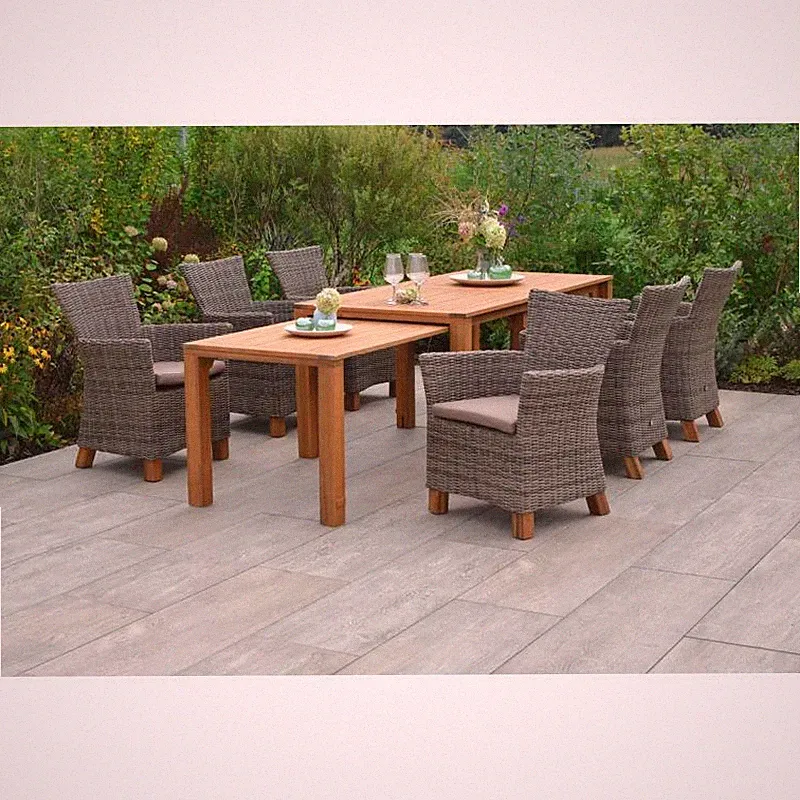 Merxx Gartenmöbel Toskana Set 7tlg. 6 Sessel + 1 Ausziehtisch inkl. Auflagen