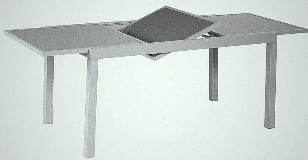 Merxx Gartentisch Ausziehtisch, 120 (180) x 90 cm, graue Glasplatte