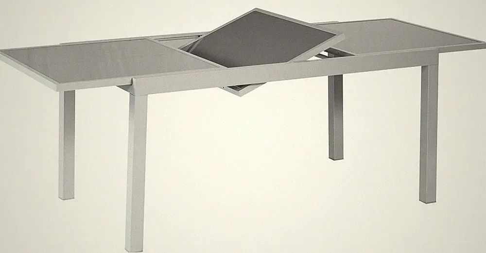 Merxx Gartentisch Ausziehtisch eckig, 140 (200) x 90 cm, silber, Sicherheitsglas