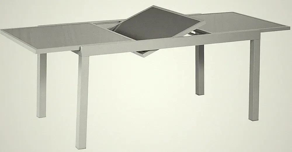 Merxx Gartentisch Ausziehtisch eckig, 180 (240) x 100 cm silber, Sicherheitsglas