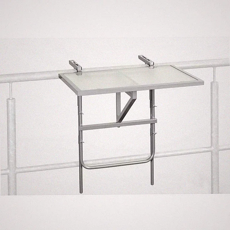 Merxx Gartentisch Balkonhängetisch eckig, 60 x 40 cm silber Sicherheitsglas