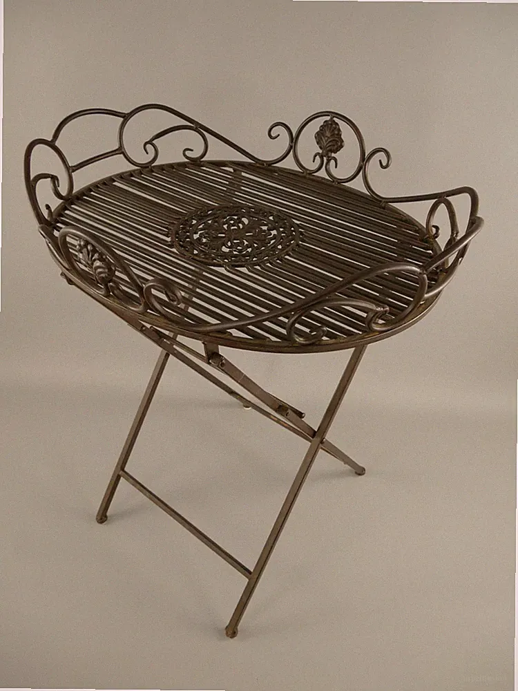 Metalltisch Gartentisch Beistelltisch 63x48cm rustikal Antikstil Eisen Rostfarb.