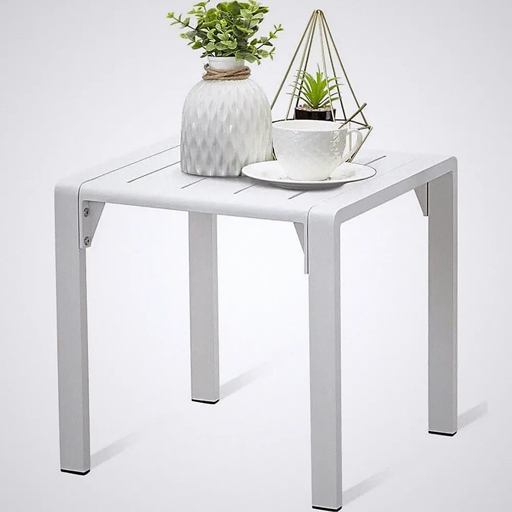 MeXo Alu Bistrotisch Gartentisch Balkontisch Couchtisch Beistelltisch Weiß