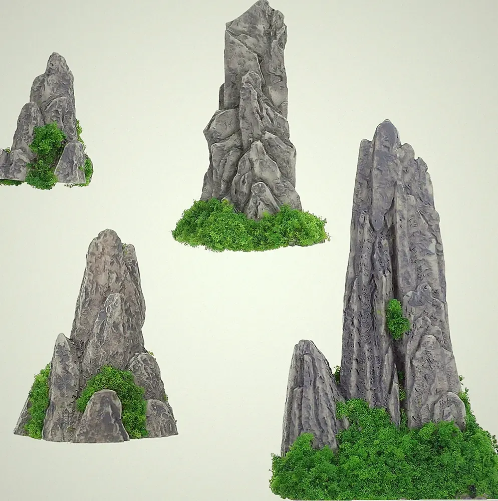 Miniatur Berg Deko Set für Zen Gärten Bonsai Aquarien Landschaften