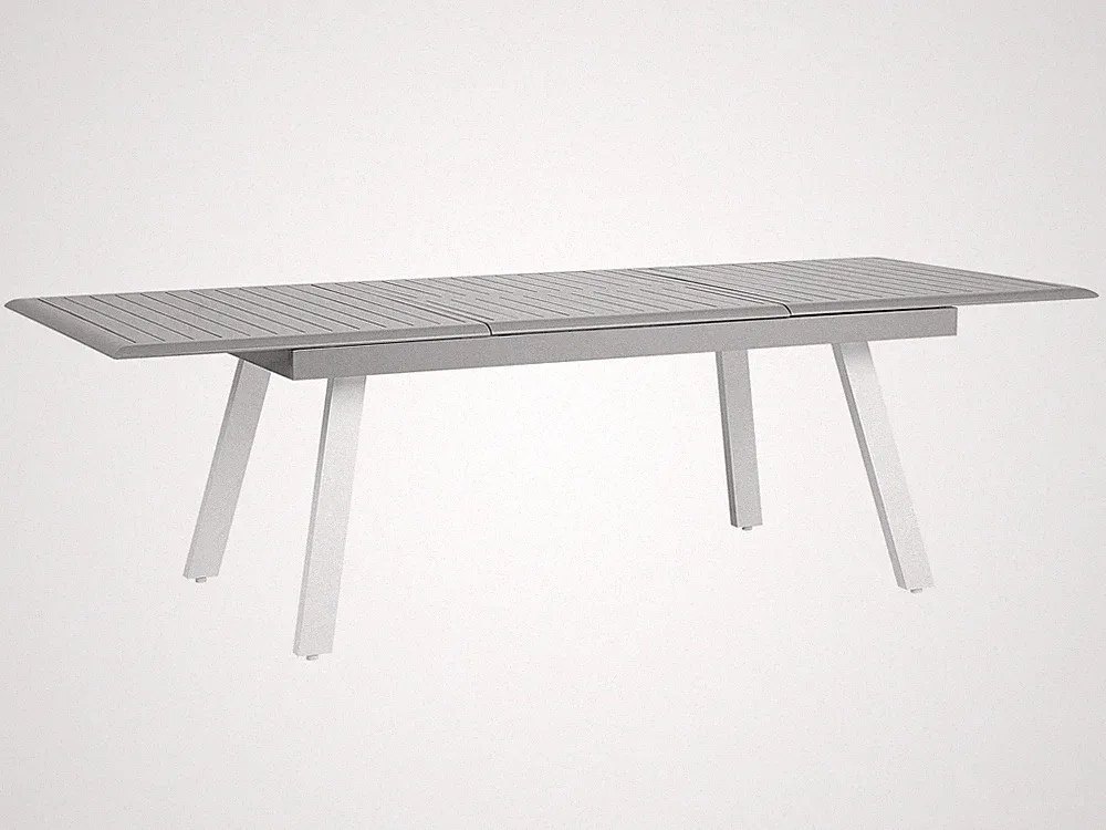 Moderner Gartentisch aus Aluminium mit ausziehbarer Tischplatte grau/weiß Pereta
