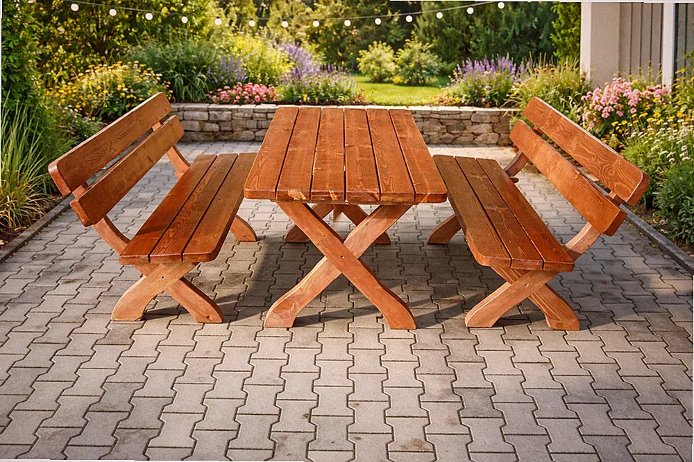 Möbel Holzgestell Gartenmöbel Garnitur Sitzgruppe Balkonset "BALKAN"
