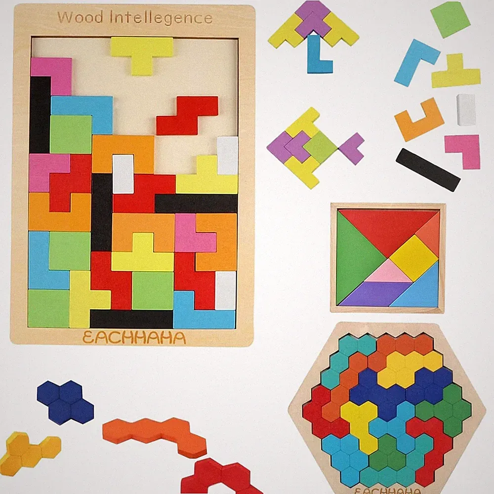 Montessori Holzpuzzle Tangram 3 in 1 Lernspielzeug Kindergarten