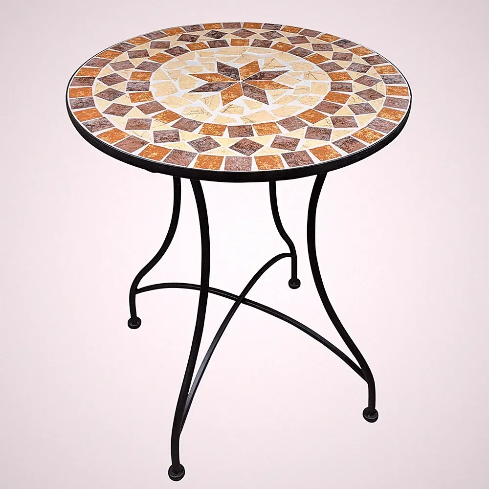 Mosaik Gartentisch Rund 60cm Mosaiktisch Balkon runder Tisch Garten Balkontisch