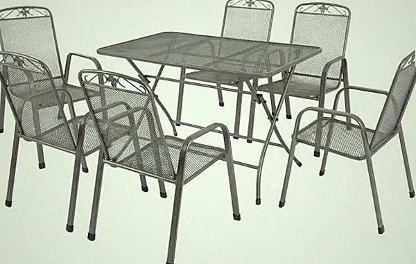 MWH Garten-Essgruppe Caffe Latte Metall 6 Personen Tisch & Stuhl Set