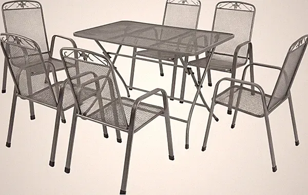 MWH Garten-Essgruppe Caffe Latte Metall 6 Personen Tisch & Stuhl Set
