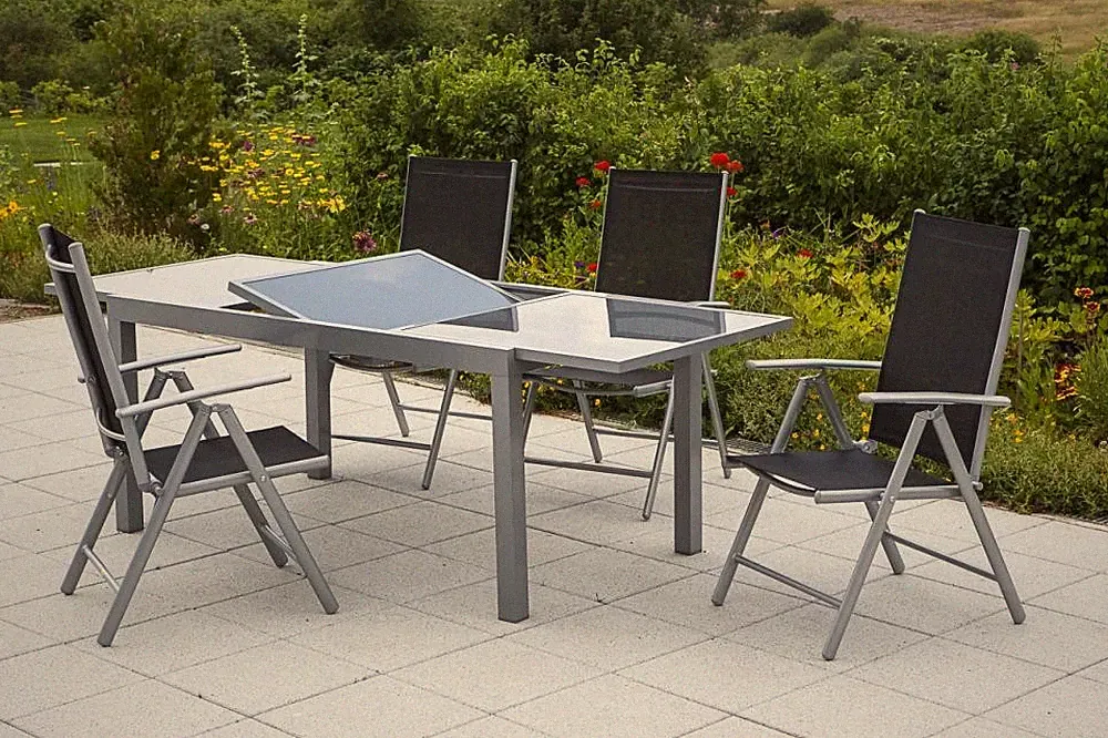 MX Alu Gartenmöbel Amalfi 5tlg. Balkonmöbel Terrassenmöbel Esstischgruppe Tisch