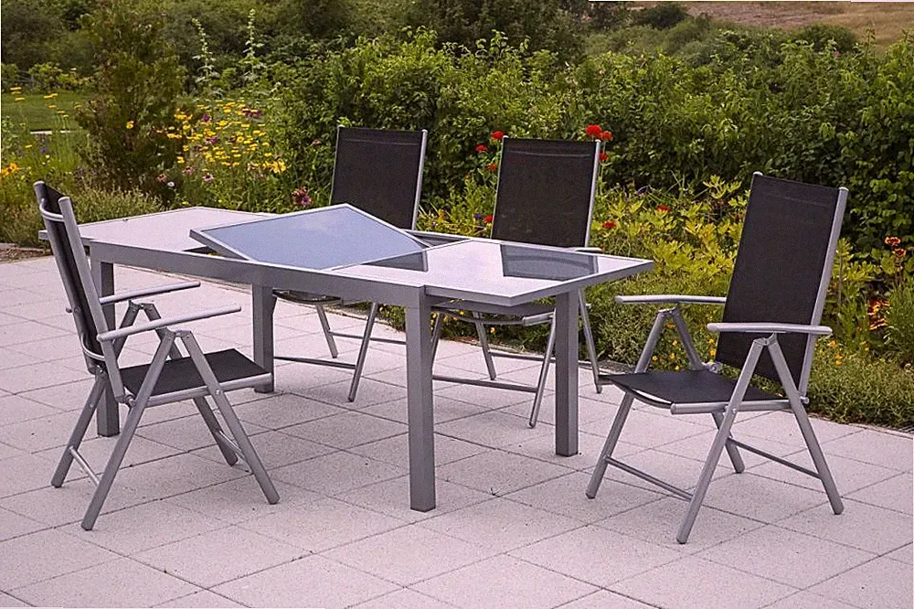 MX Alu Gartenmöbel Amalfi 5tlg. Balkonmöbel Terrassenmöbel Esstischgruppe Tisch